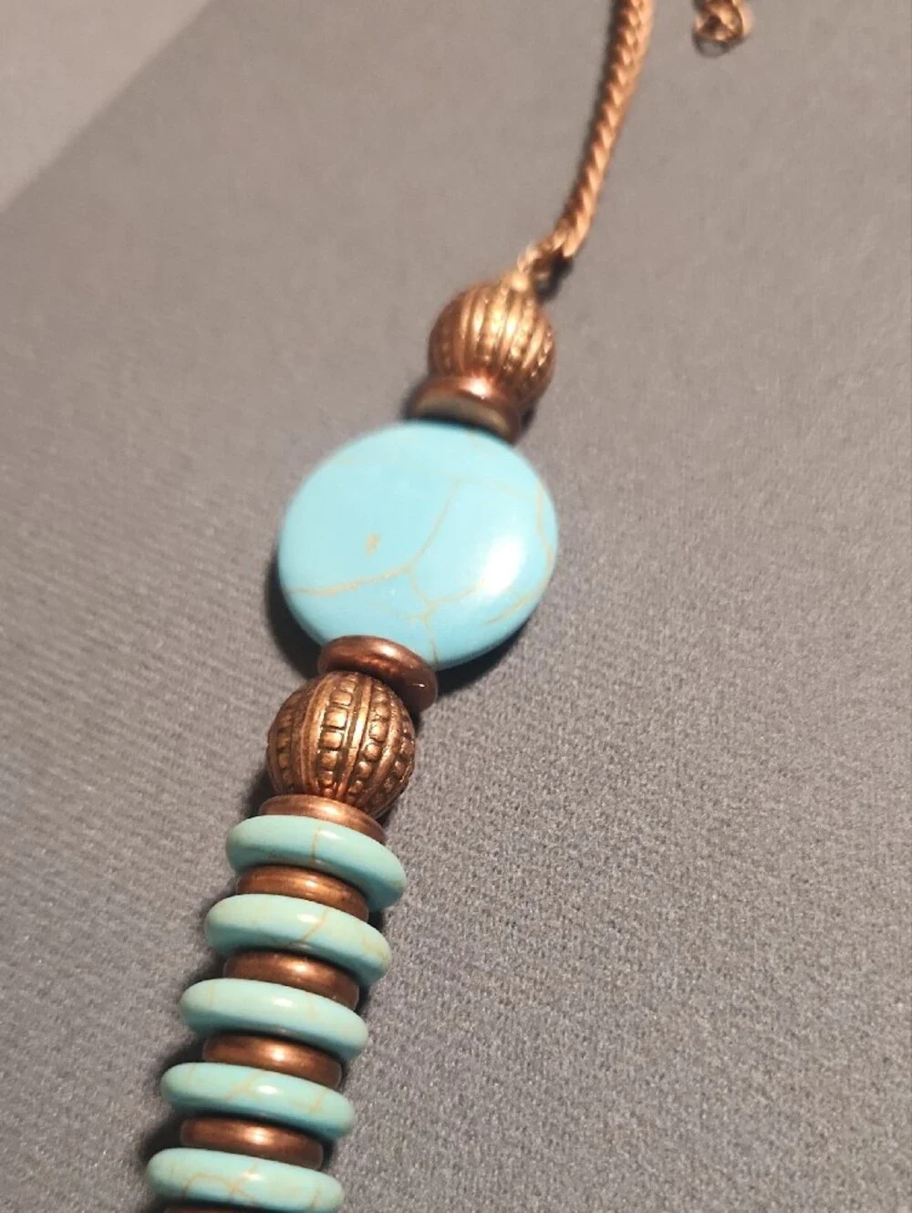 paparazzi Turquoise and Antiqued Gold Disc Necklace Set